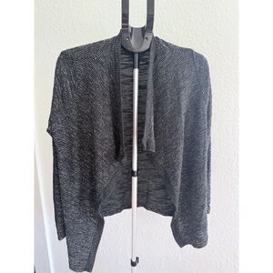 Nation LTD Open Front Knit Drape Black and White Twist Cardigan Sweater Small
